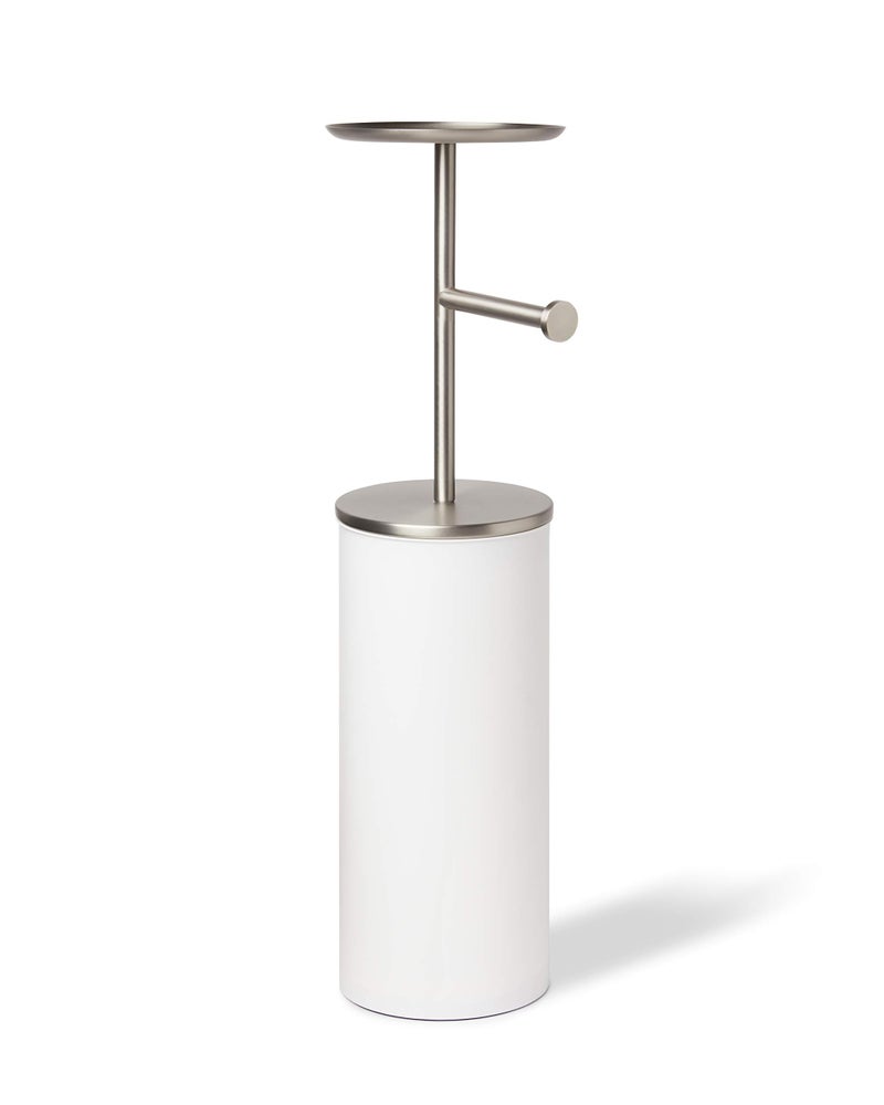 Umbra Portaloo Toilet Paper Stand and Reserve, White/Nickel - Image 1